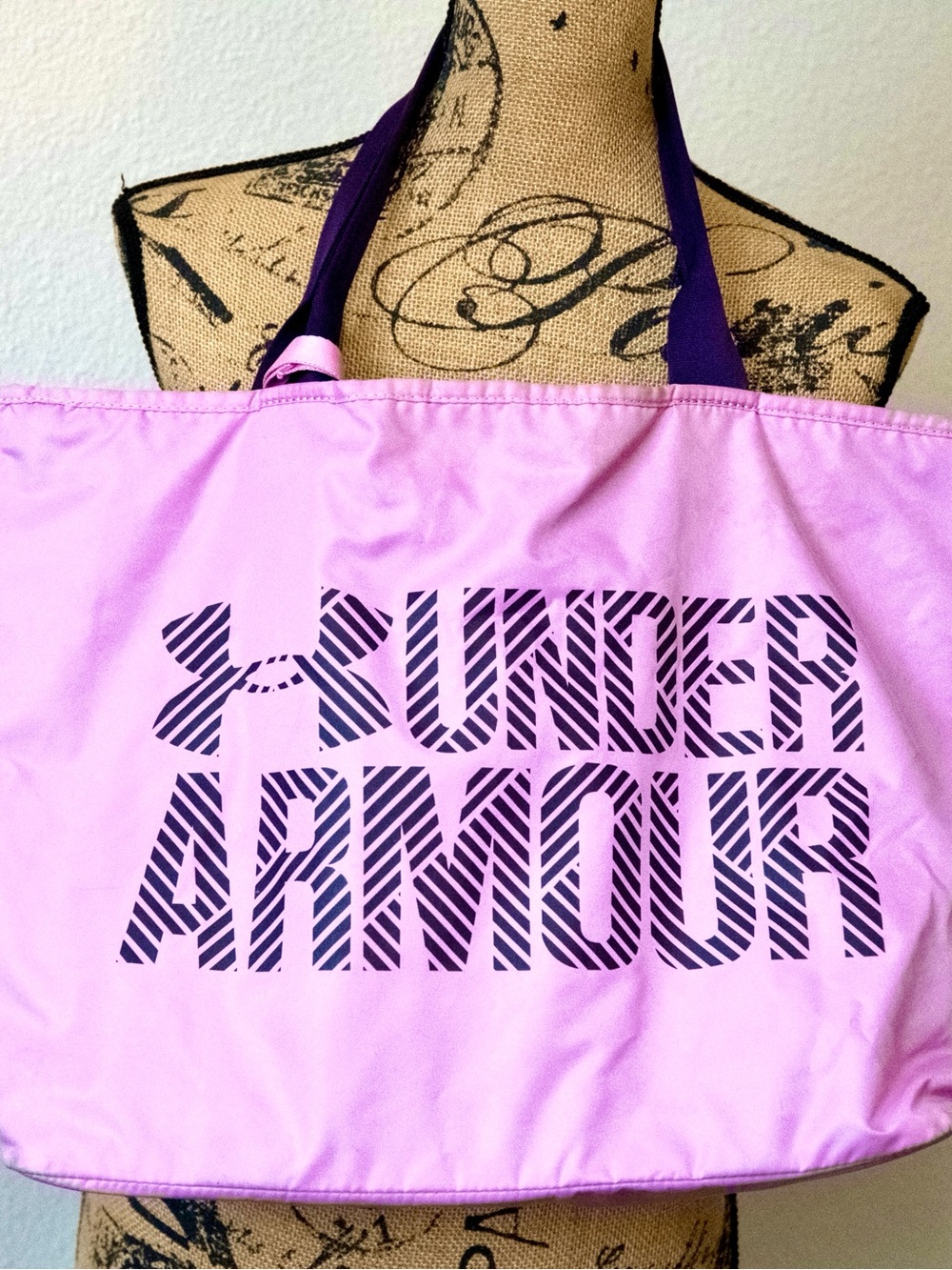 Under Armour Lavender Pink Tote with Dark Purple Logo